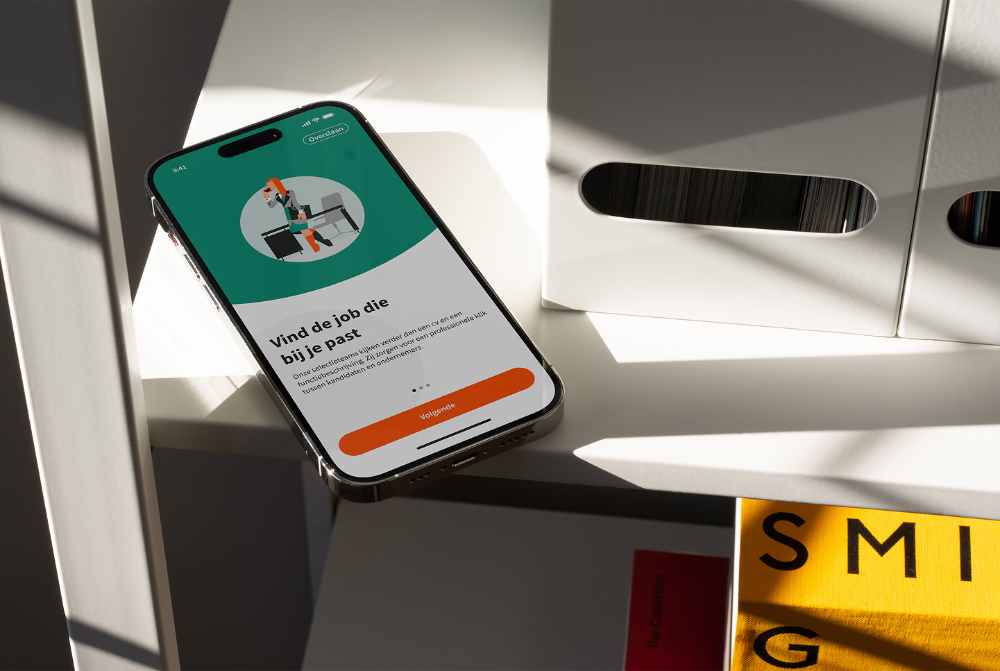 The Forum Jobs app on a phone, on its 'Find the job that suits you' screen